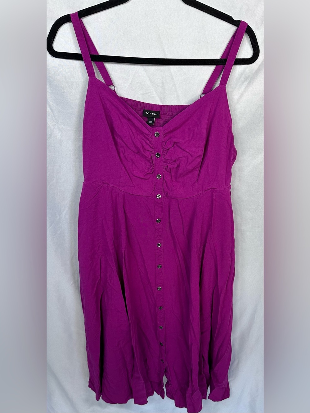 Torrid Magenta Button Down Challis Midi Dress Size 1